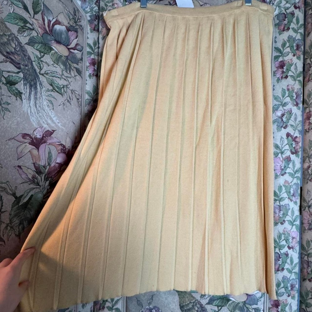 Vintage 80s James Kenrob by Dalton Creme Knit Pleated Skirt Union Made Yellow